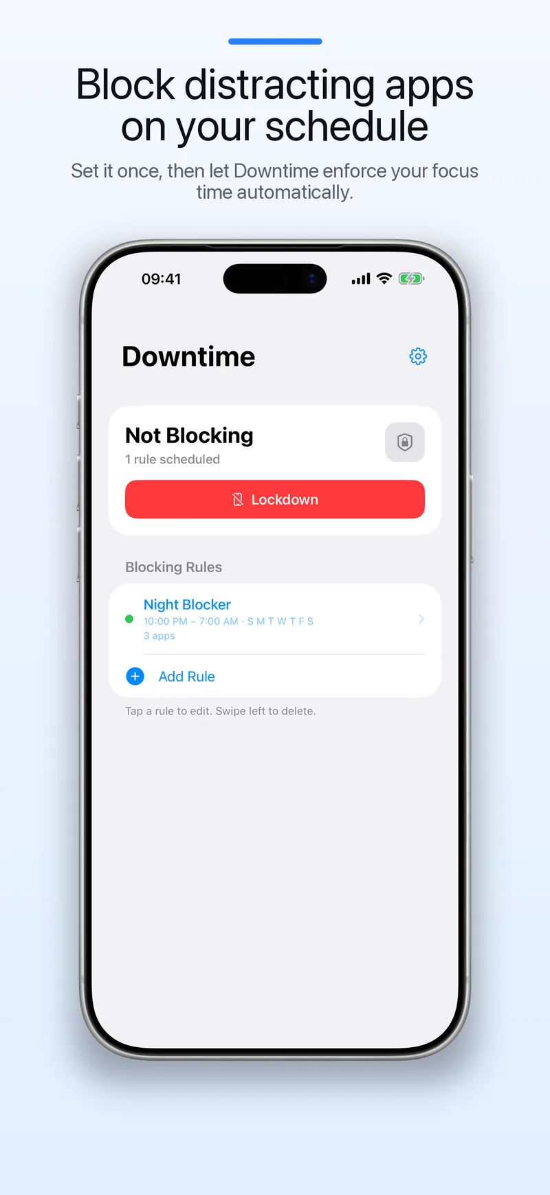 Downtime schedule setup on iPhone