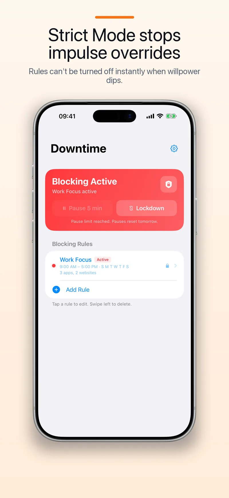 Downtime strict mode settings